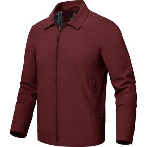 Men's Stylish Jackets Lightweight 01 Wine Red Coat Front Closure Zip Up Pockets